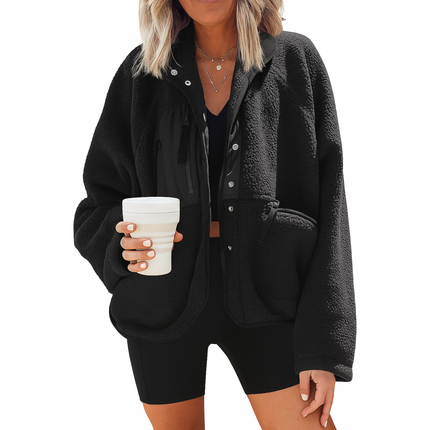 Fleece Button Down Cardigan